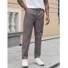 COOFANDY Mens Casual Pants Elastic Waist Drawstring Chino Pants Cotton Twill Trousers with Pockets(Dark Grey)