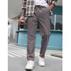 COOFANDY Mens Casual Pants Elastic Waist Drawstring Chino Pants Cotton Twill Trousers with Pockets(Dark Grey)