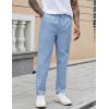COOFANDY Mens Casual Pants Elastic Waist Drawstring Chino Pants Cotton Twill Trousers with Pockets(Light Blue)