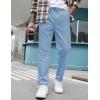 COOFANDY Mens Casual Pants Elastic Waist Drawstring Chino Pants Cotton Twill Trousers with Pockets(Light Blue)