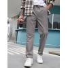COOFANDY Mens Casual Pants Elastic Waist Drawstring Chino Pants Cotton Twill Trousers with Pockets(Light Grey)