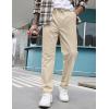 COOFANDY Mens Casual Pants Elastic Waist Drawstring Chino Pants Cotton Twill Trousers with Pockets(Light Khaki)