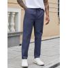 COOFANDY Mens Casual Pants Elastic Waist Drawstring Chino Pants Cotton Twill Trousers with Pockets(Navy Blue)