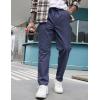 COOFANDY Mens Casual Pants Elastic Waist Drawstring Chino Pants Cotton Twill Trousers with Pockets(Navy Blue)