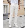 COOFANDY Mens Casual Pants Elastic Waist Drawstring Chino Pants Cotton Twill Trousers with Pockets(White)