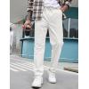 COOFANDY Mens Casual Pants Elastic Waist Drawstring Chino Pants Cotton Twill Trousers with Pockets(White)