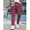 COOFANDY Mens Casual Pants Elastic Waist Drawstring Chino Pants Cotton Twill Trousers with Pockets(Wine Red)