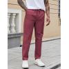 COOFANDY Mens Casual Pants Elastic Waist Drawstring Chino Pants Cotton Twill Trousers with Pockets(Wine Red)