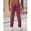 COOFANDY Mens Casual Pants Elastic Waist Drawstring Chino Pants Cotton Twill Trousers with Pockets(Wine Red)