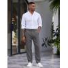 COOFANDY Men’s Casual Pants Relaxed Fit Flat Front Expandable Waist Chino Slack Trousers(Deep Grey)