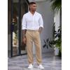 COOFANDY Men’s Casual Pants Relaxed Fit Flat Front Expandable Waist Chino Slack Trousers(Khaki)