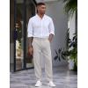 COOFANDY Men’s Casual Pants Relaxed Fit Flat Front Expandable Waist Chino Slack Trousers(Light Grey)