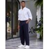 COOFANDY Men’s Casual Pants Relaxed Fit Flat Front Expandable Waist Chino Slack Trousers(Navy Blue)