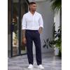 COOFANDY Men’s Casual Pants Relaxed Fit Flat Front Expandable Waist Chino Slack Trousers(Navy Blue)
