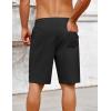 COOFANDY Mens Casual Shorts Cotton Elastic Drawstring Shorts Summer Beach Chino Shorts(Black)