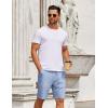 COOFANDY Mens Casual Shorts Elastic Waist Drawstring Shorts Summer Beach Linen Shorts(Light Blue)