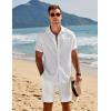 COOFANDY Mens Casual Shorts Elastic Waist Drawstring Shorts Summer Beach Linen Shorts(White)