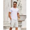 COOFANDY Mens Casual Shorts Elastic Waist Drawstring Shorts Summer Beach Linen Shorts(White)