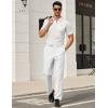 COOFANDY Men’s Classic Fit Dress Pants Flat Front Straight Formal Pants Wrinkle Free Expandable Waist Suit Pants(White)