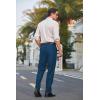 COOFANDY Men’s Classic Fit Flat Front Dress Pants No Iron Premium Casual Pants Expandable Waist Suit Pants(Blue)