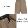 COOFANDY Men’s Classic Fit Flat Front Dress Pants No Iron Premium Casual Pants Expandable Waist Suit Pants(Khaki)
