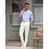 COOFANDY Men’s Classic Fit Flat Front Dress Pants No Iron Premium Casual Pants Expandable Waist Suit Pants(White)