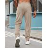 COOFANDY Men’s Corduroy Pants Casual Drawstring Trousers Elastic Waist Fashion Tapered Streetwear Joggers with Pockets(Light Khaki)