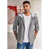 COOFANDY Men’s Corduroy Shirt Jackets Long Sleeve Button Down Casual Stylish Hooded Shacket Jacket with Pocket(Grey)