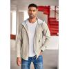 COOFANDY Men’s Corduroy Shirt Jackets Long Sleeve Button Down Casual Stylish Hooded Shacket Jacket with Pocket(Khaki)