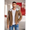 COOFANDY Men’s Corduroy Shirt Jackets Long Sleeve Button Down Casual Stylish Hooded Shacket Jacket with Pocket(Light Brown)