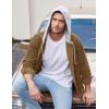 COOFANDY Men’s Corduroy Shirt Jackets Long Sleeve Button Down Casual Stylish Hooded Shacket Jacket with Pocket(Light Brown)