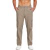 COOFANDY Men’s Cotton Cargo Pants Relaxed Fit Elastic Waist Casual Pants Stretch Work Cargo Pant with Pockets(Dark Khaki)
