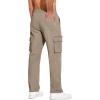 COOFANDY Men’s Cotton Cargo Pants Relaxed Fit Elastic Waist Casual Pants Stretch Work Cargo Pant with Pockets(Dark Khaki)
