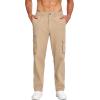 COOFANDY Men’s Cotton Cargo Pants Relaxed Fit Elastic Waist Casual Pants Stretch Work Cargo Pant with Pockets(Khaki)