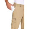 COOFANDY Men’s Cotton Cargo Pants Relaxed Fit Elastic Waist Casual Pants Stretch Work Cargo Pant with Pockets(Light Khaki)