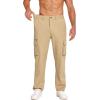 COOFANDY Men’s Cotton Cargo Pants Relaxed Fit Elastic Waist Casual Pants Stretch Work Cargo Pant with Pockets(Light Khaki)