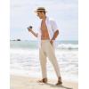 COOFANDY Men’s Cotton Linen Pants Elastic Waist Lightweight Casual Pants Relaxed Fit Yoga Beach Pants with Pockets(02-beige)