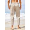 COOFANDY Men’s Cotton Linen Pants Elastic Waist Lightweight Casual Pants Relaxed Fit Yoga Beach Pants with Pockets(02-beige)