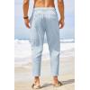 COOFANDY Men’s Cotton Linen Pants Elastic Waist Lightweight Casual Pants Relaxed Fit Yoga Beach Pants with Pockets(02-blue)