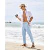 COOFANDY Men’s Cotton Linen Pants Elastic Waist Lightweight Casual Pants Relaxed Fit Yoga Beach Pants with Pockets(02-blue)