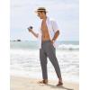 COOFANDY Men’s Cotton Linen Pants Elastic Waist Lightweight Casual Pants Relaxed Fit Yoga Beach Pants with Pockets(02-dark Grey)
