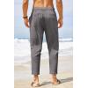 COOFANDY Men’s Cotton Linen Pants Elastic Waist Lightweight Casual Pants Relaxed Fit Yoga Beach Pants with Pockets(02-dark Grey)