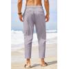 COOFANDY Men’s Cotton Linen Pants Elastic Waist Lightweight Casual Pants Relaxed Fit Yoga Beach Pants with Pockets(02-grey)