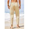 COOFANDY Men’s Cotton Linen Pants Elastic Waist Lightweight Casual Pants Relaxed Fit Yoga Beach Pants with Pockets(02-khaki)