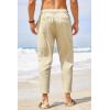 COOFANDY Men’s Cotton Linen Pants Elastic Waist Lightweight Casual Pants Relaxed Fit Yoga Beach Pants with Pockets(02-light Khaki)