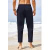 COOFANDY Men’s Cotton Linen Pants Elastic Waist Lightweight Casual Pants Relaxed Fit Yoga Beach Pants with Pockets(02-navy)