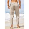 COOFANDY Men’s Cotton Linen Pants Elastic Waist Lightweight Casual Pants Relaxed Fit Yoga Beach Pants with Pockets(02-nude)