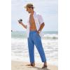 COOFANDY Men’s Cotton Linen Pants Elastic Waist Lightweight Casual Pants Relaxed Fit Yoga Beach Pants with Pockets(02-royal Blue)