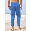 COOFANDY Men’s Cotton Linen Pants Elastic Waist Lightweight Casual Pants Relaxed Fit Yoga Beach Pants with Pockets(02-royal Blue)