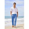 COOFANDY Men’s Cotton Linen Pants Elastic Waist Lightweight Casual Pants Relaxed Fit Yoga Beach Pants with Pockets(02-royal Blue)